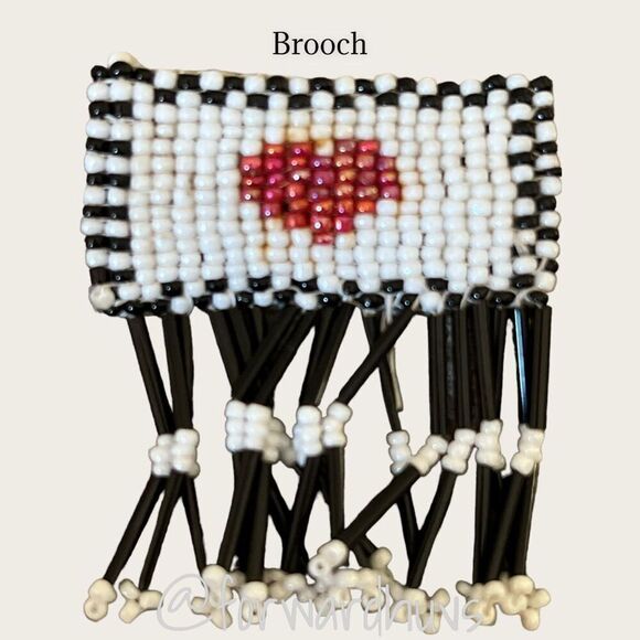 Bundle Sale 3 for $15 | Handmade Beaded Leather Brooch Pin - Picture 1 of 7